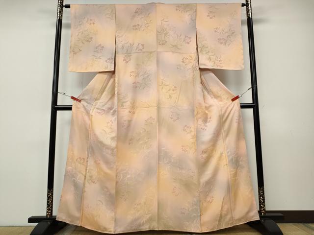 平和屋着物●上質な小紋 地紋起こし 枝花文 暈し染め 正絹 逸品 CABH9879ut