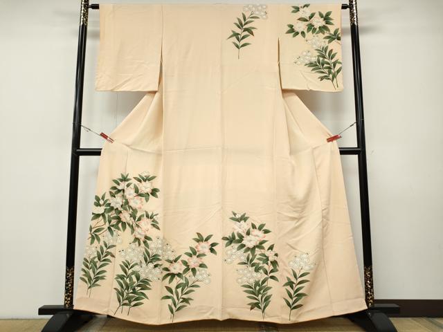 平和屋着物●訪問着 枝花文 暈し染め 鬼しぼ縮緬 正絹 逸品 CABH9880ut