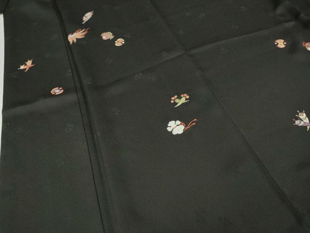 平和屋着物●訪問着 総刺繍 宝尽くし文 黒地 金糸 正絹 逸品 CABH9887ut