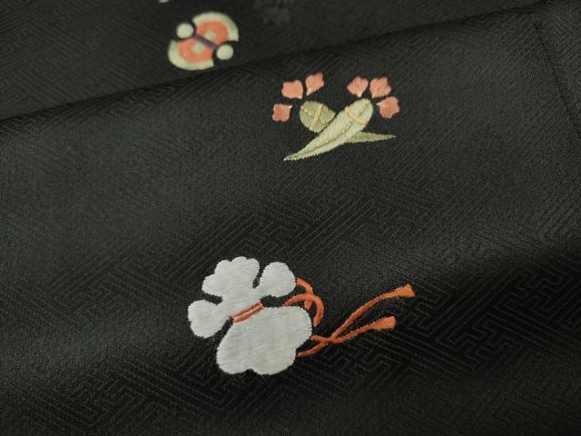 平和屋着物●訪問着 総刺繍 宝尽くし文 黒地 金糸 正絹 逸品 CABH9887ut