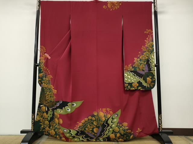 平和屋着物●豪華振袖 花蝶文 暈し染め 金彩 正絹 逸品 CABH9896ut