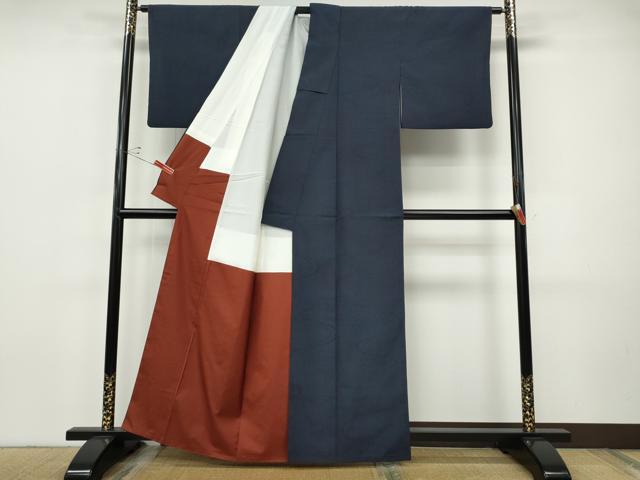 平和屋着物●本塩沢 110亀甲 流水文 正絹 逸品 CABH9902ut