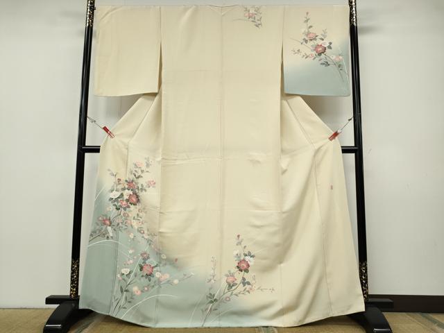 平和屋着物●訪問着 友禅 作家物 枝花文 暈し染め 正絹 逸品 CABH9905ut