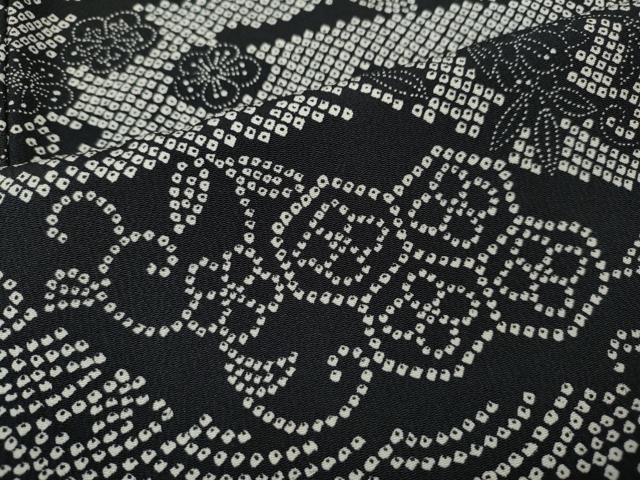 平和屋着物●上質な小紋 道長吉祥花唐草文 黒地 正絹 逸品 CABH9908ut