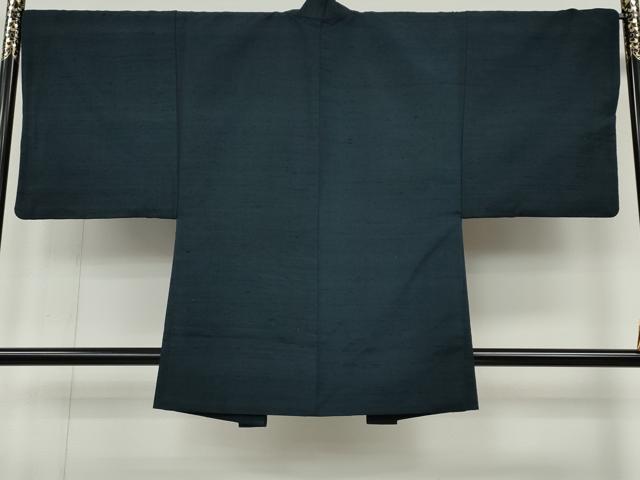 平和屋着物●男性 紬 アンサンブル 鉄御納戸色 正絹 逸品 CABH9913ut