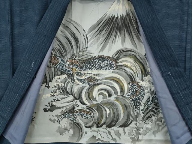 平和屋着物●男性 紬 アンサンブル 120亀甲 総詰め 正絹 逸品 CABH9915ut