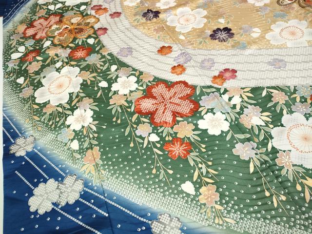 平和屋着物●豪華振袖 駒刺繍 舞花文 金彩 正絹 逸品 CABH9918ut