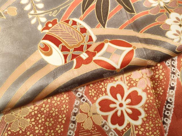 平和屋着物●豪華振袖 駒刺繍 宝尽くし松花文 暈し染め 金彩 正絹 逸品 CABH9922ut