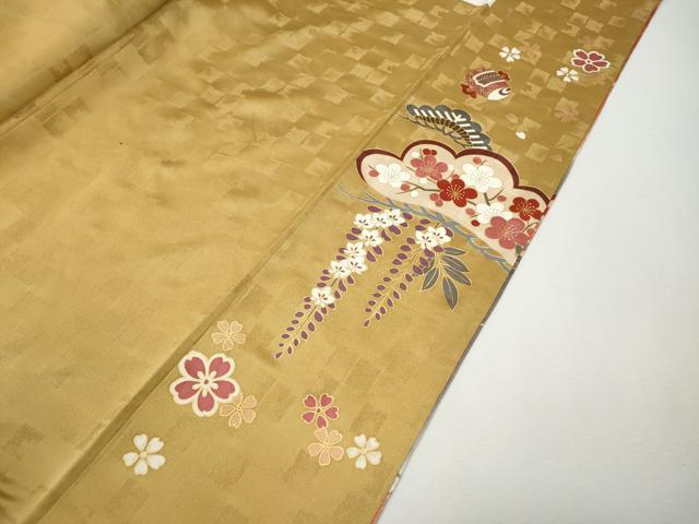 平和屋着物●豪華振袖 駒刺繍 宝尽くし松花文 暈し染め 金彩 正絹 逸品 CABH9922ut