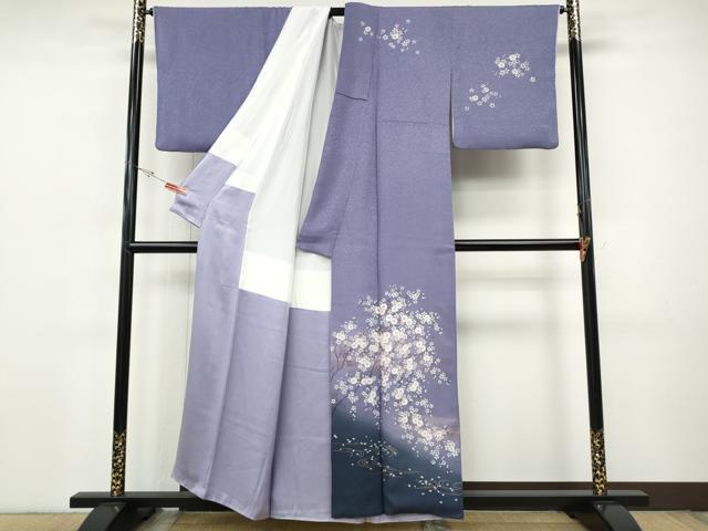 平和屋着物●訪問着 流水枝花文 暈し染め 金彩 正絹 逸品 CABH9924ut