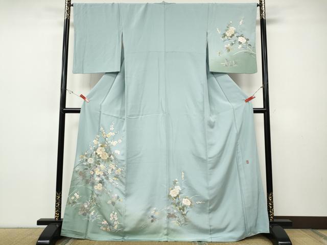平和屋着物●中国三大刺繍 スワトウ刺繍 訪問着 枝花文 暈し染め 金彩 正絹 逸品 CABH9929ut