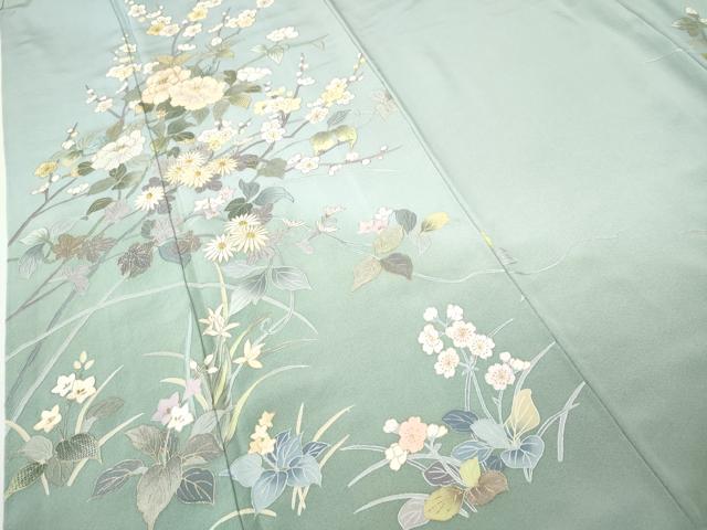 平和屋着物●中国三大刺繍 スワトウ刺繍 訪問着 枝花文 暈し染め 金彩 正絹 逸品 CABH9929ut