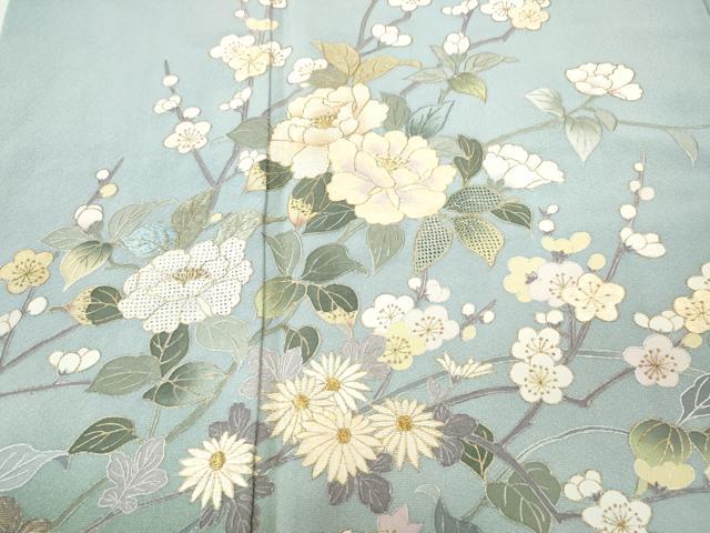 平和屋着物●中国三大刺繍 スワトウ刺繍 訪問着 枝花文 暈し染め 金彩 正絹 逸品 CABH9929ut