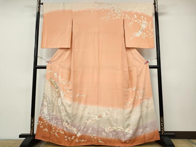 平和屋着物●訪問着 短冊草花文 暈し染め 金彩 正絹 逸品 CABH9930ut