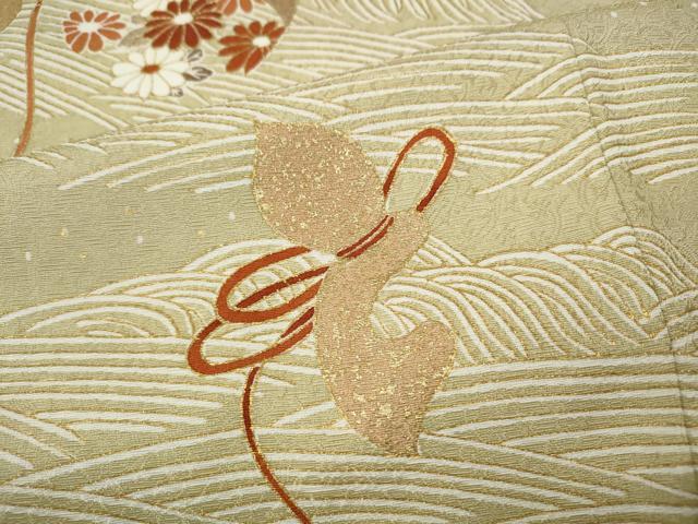 平和屋着物●訪問着 刺繍 立波瓢箪花文 金彩 正絹 逸品 CABH9931ut