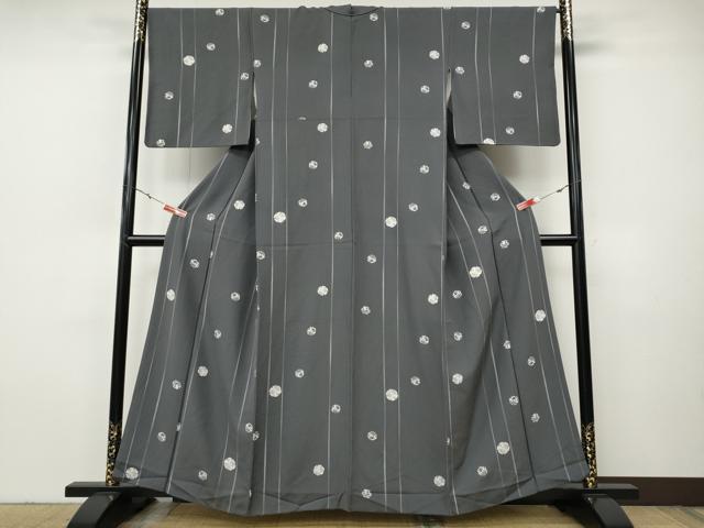 平和屋着物●上質な小紋 型染め 雪輪草花文 正絹 逸品 CABH9934ut
