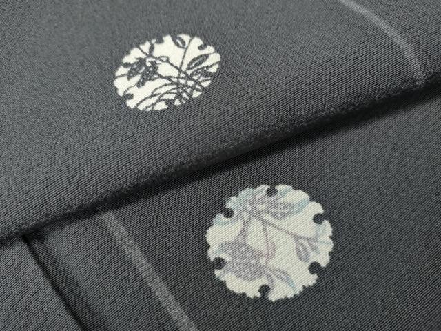 平和屋着物●上質な小紋 型染め 雪輪草花文 正絹 逸品 CABH9934ut