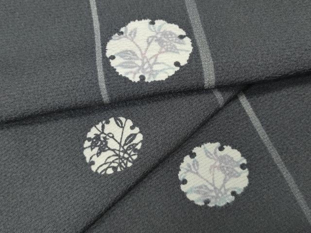 平和屋着物●上質な小紋 型染め 雪輪草花文 正絹 逸品 CABH9934ut