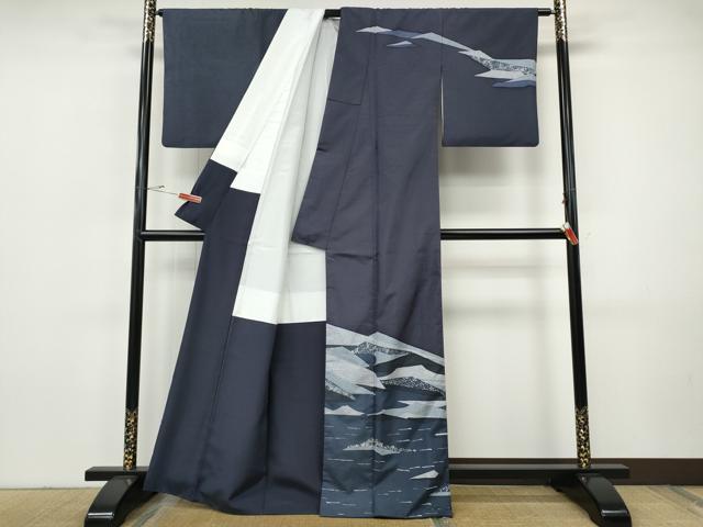 平和屋着物●訪問着 本場縞大島紬 遠山文 正絹 逸品 CABH9941ut