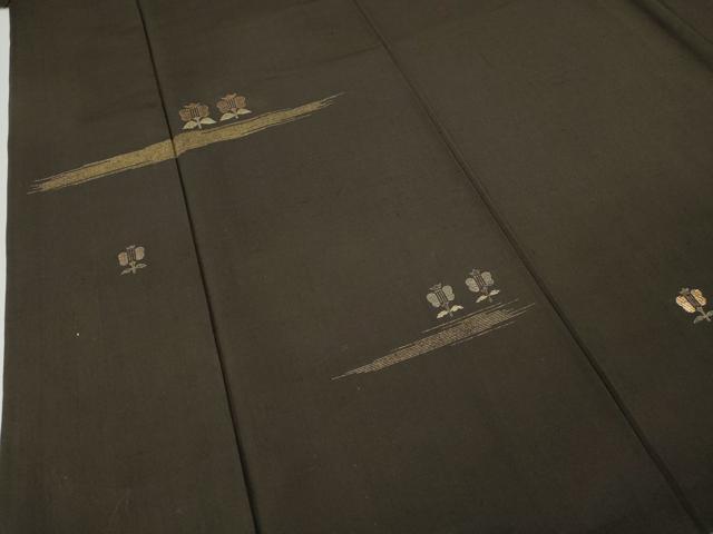 平和屋着物●訪問着 紬地 竹屋町刺繍 草花文 金彩 正絹 逸品 CABH9942ut