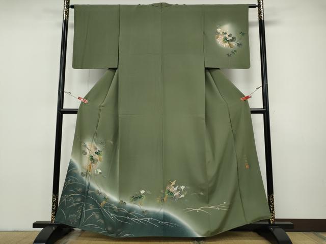 平和屋着物●螺鈿作家 藤本隆士 訪問着 螺鈿 飛鶴瓢箪蔦の葉花文 暈し染め 金銀彩 正絹 逸品 CABH9944ut