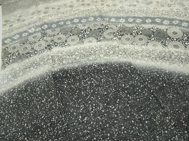 平和屋着物●訪問着 作家物 紬地 絞り 型染め 菊唐草吉祥文 正絹 逸品 CABH9945ut