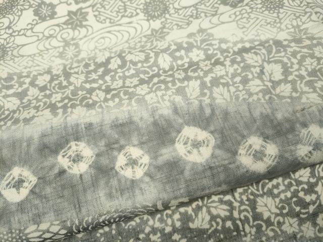 平和屋着物●訪問着 作家物 紬地 絞り 型染め 菊唐草吉祥文 正絹 逸品 CABH9945ut