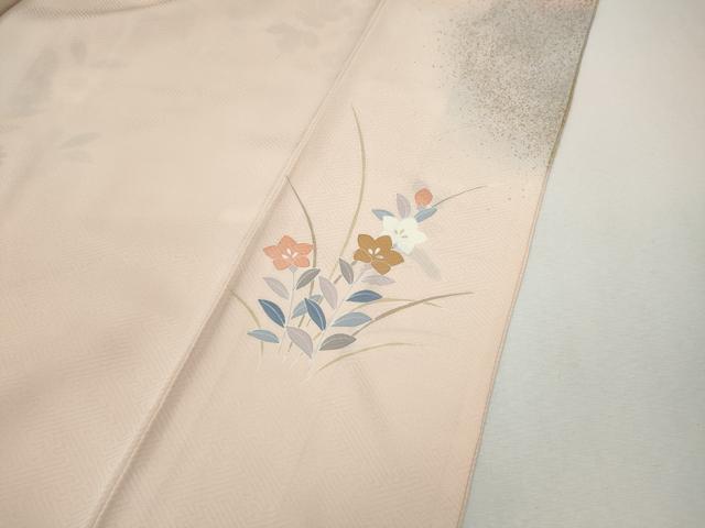 平和屋着物●訪問着 駒刺繍 地紙草花文 暈し染め 金彩 ロング丈 正絹 逸品 CABH9947ut