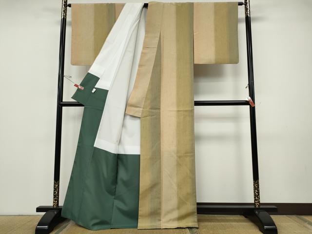 平和屋着物●ぜんまい紬 間道 正絹 逸品 CABH9948ut