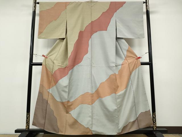 平和屋着物●訪問着 紬地 霞文 正絹 逸品 CABH9956ut