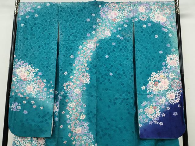 平和屋着物●豪華振袖 駒刺繍 舞花文 暈し染め 金彩 正絹 逸品 CABH9957ut