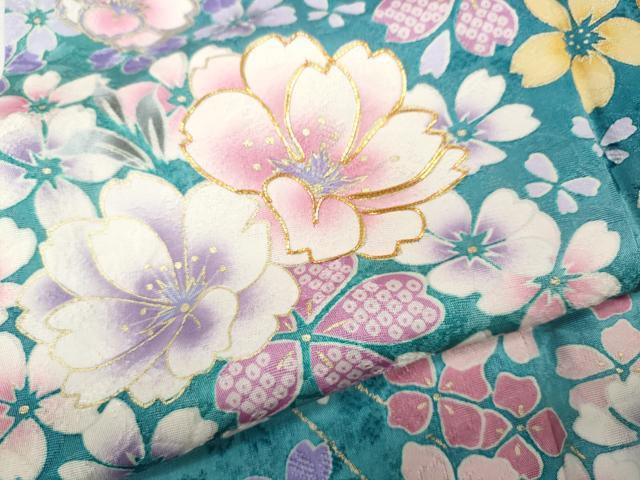 平和屋着物●豪華振袖 駒刺繍 舞花文 暈し染め 金彩 正絹 逸品 CABH9957ut