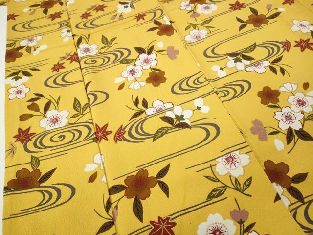 平和屋着物●ファッションデザイナー 花井幸子 小紋 流水花文 金彩 正絹 逸品 CABH9964ut