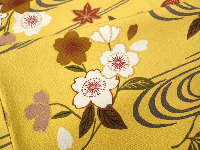 平和屋着物●ファッションデザイナー 花井幸子 小紋 流水花文 金彩 正絹 逸品 CABH9964ut