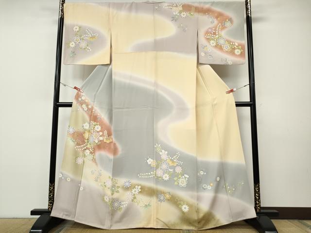 平和屋着物●訪問着 道長舞花文 暈し染め 金彩 正絹 逸品 CABH9965ut