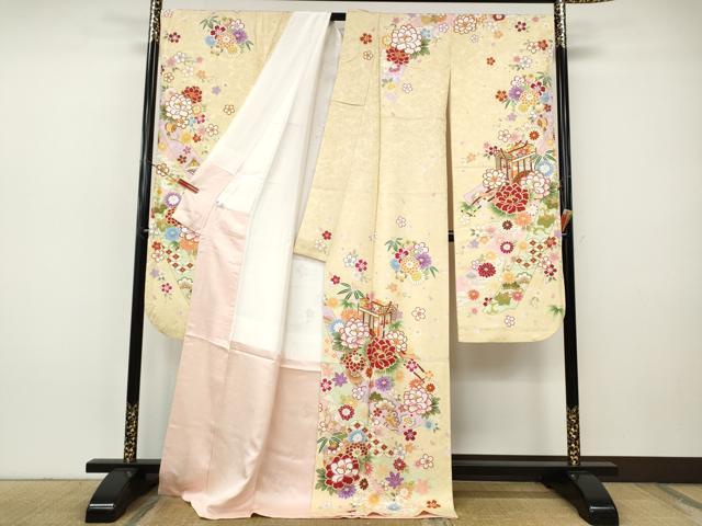 平和屋着物●豪華振袖 熨斗御所車花文 金彩 正絹 逸品 CABH9966ut