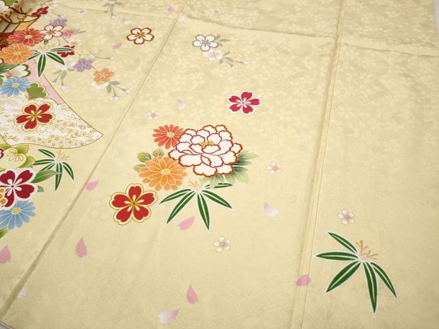 平和屋着物●豪華振袖 熨斗御所車花文 金彩 正絹 逸品 CABH9966ut