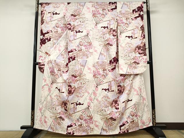平和屋着物●豪華振袖 扇面花文 正絹 逸品 CABH9967ut