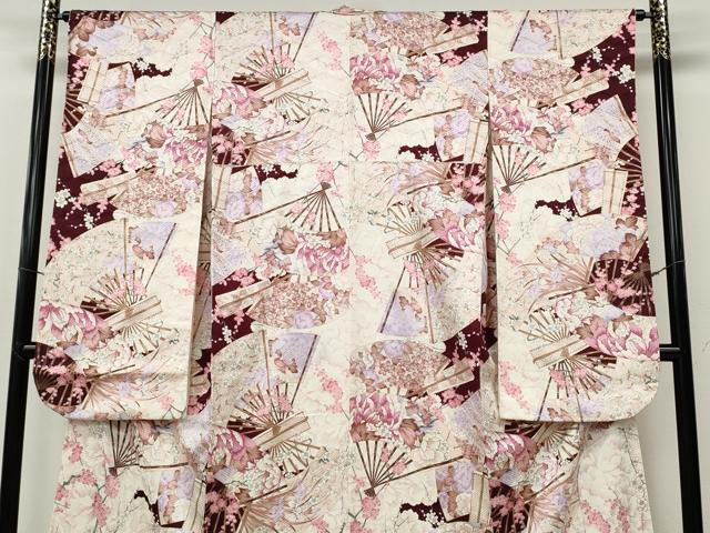 平和屋着物●豪華振袖 扇面花文 正絹 逸品 CABH9967ut