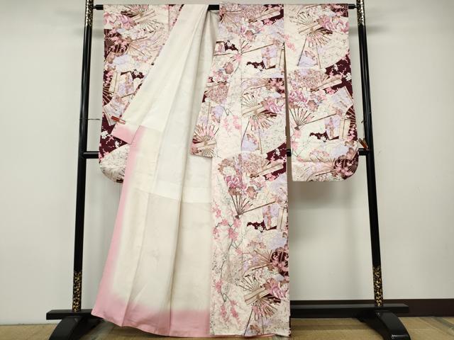 平和屋着物●豪華振袖 扇面花文 正絹 逸品 CABH9967ut