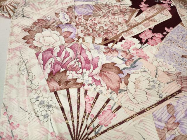 平和屋着物●豪華振袖 扇面花文 正絹 逸品 CABH9967ut