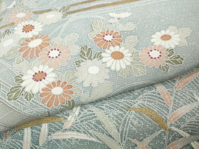 平和屋着物●訪問着 駒刺繍 渡橋草花文 暈し染め 正絹 逸品 CABH9970ut
