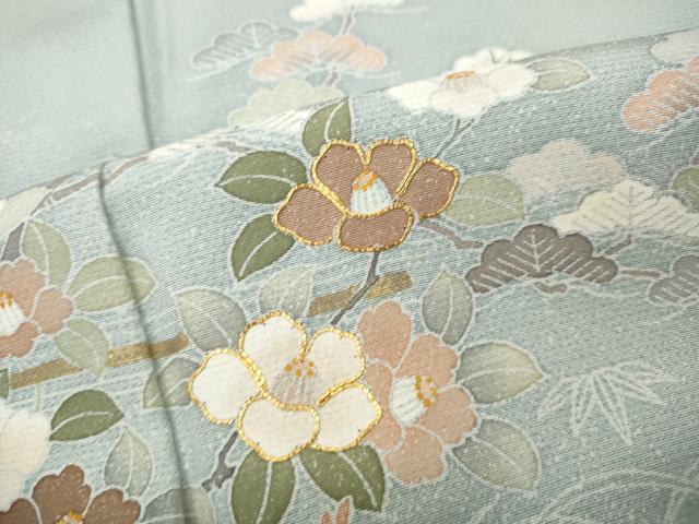 平和屋着物●訪問着 駒刺繍 渡橋草花文 暈し染め 正絹 逸品 CABH9970ut