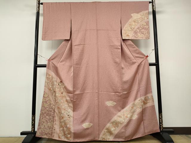 平和屋着物●訪問着 刺繍 地紙花文 金彩 正絹 逸品 CABH9972ut