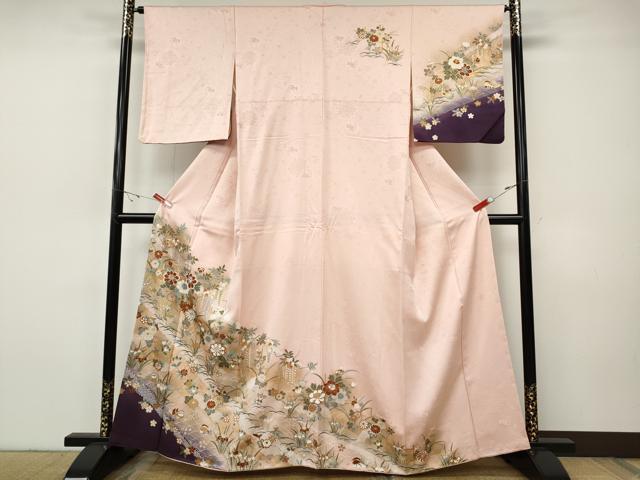 平和屋着物●訪問着 鴛鴦花文 暈し染め 金彩 正絹 逸品 CABH9973ut