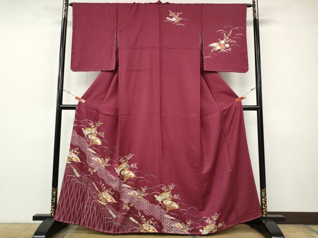 平和屋着物●訪問着 扇面芝草花文 金彩 正絹 逸品 未使用 CABH9976ut