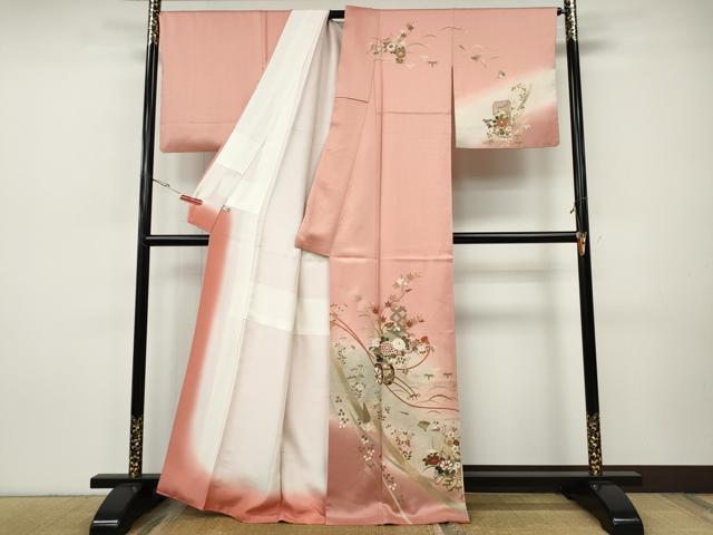 平和屋着物●訪問着 短冊重ね花車文 暈し染め 金彩 正絹 逸品 CABH9977ut