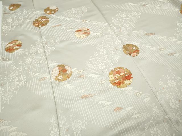 平和屋着物●訪問着 駒刺繍 雪輪草花文 金彩 鈴乃屋扱い 正絹 逸品 CABH9984ut