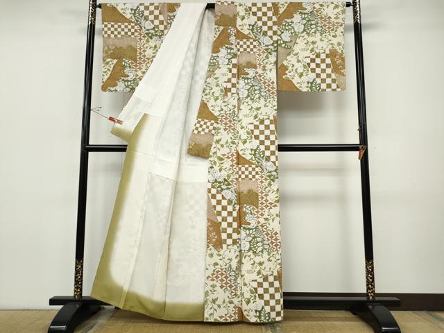 平和屋着物●上質な小紋 辻が花 金彩 正絹 逸品 CABH9990ut