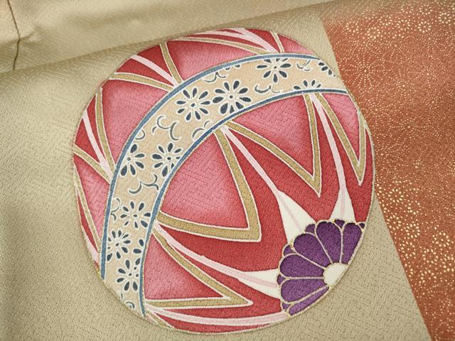 平和屋着物●訪問着 糸巻き鞠花文 暈し染め 金彩 正絹 逸品 CABH9993ut